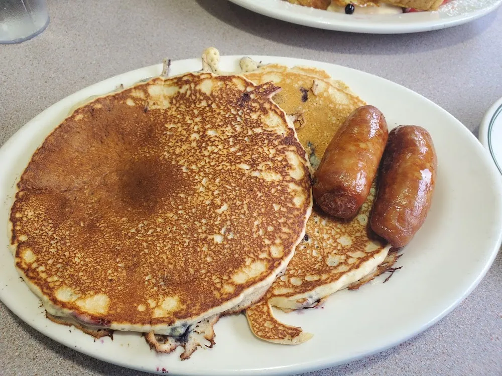Blueberry Pancakes Short Stack and Sausage